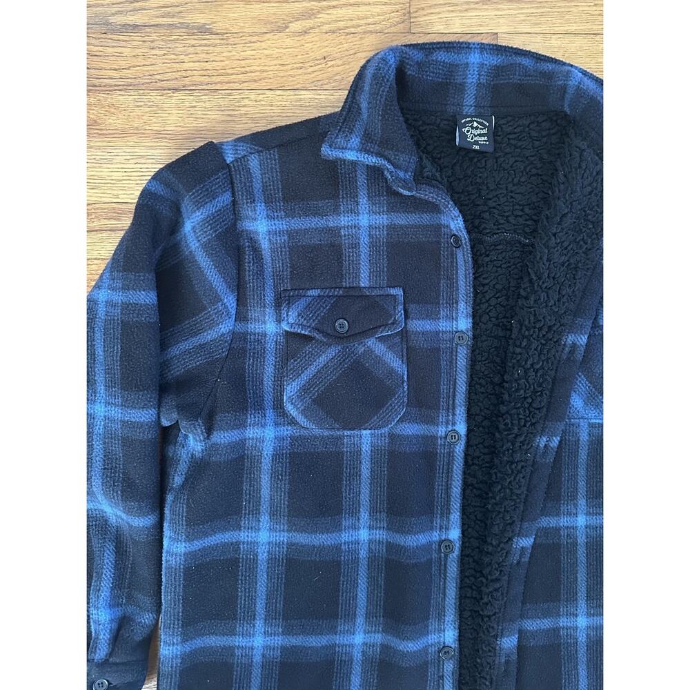 Men's Shearling Fleece Lined Plaid Button Up Shirt Jacket Cold Weather Flannel